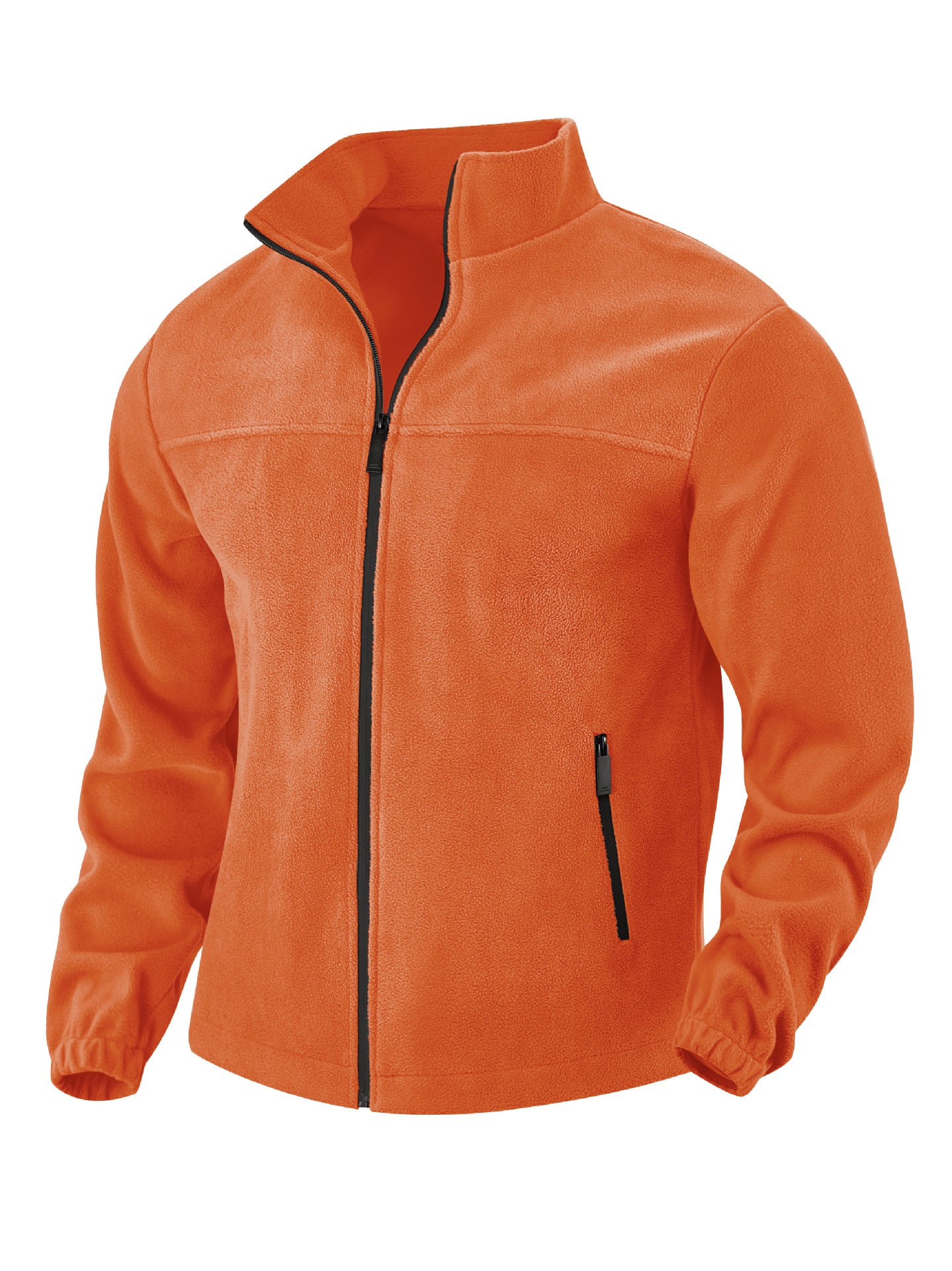 Men's Polar Fleece Jacket Outdoor Zipped Stand Collar Coat