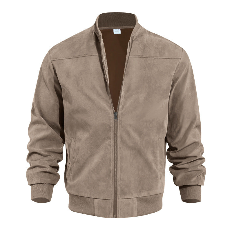 Men's Suede Solid Color Casual Retro Jacket