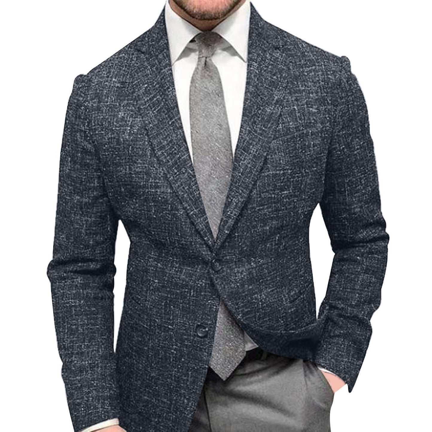 Men's Plaid Lapel Long Sleeve Suit Coat Men's Business Suit