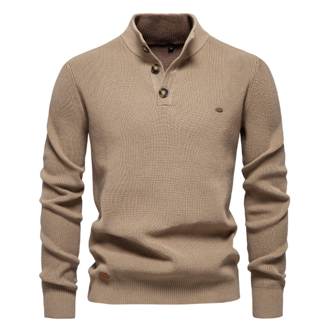 Men's Zipper Stand Collar Knitted Sweater