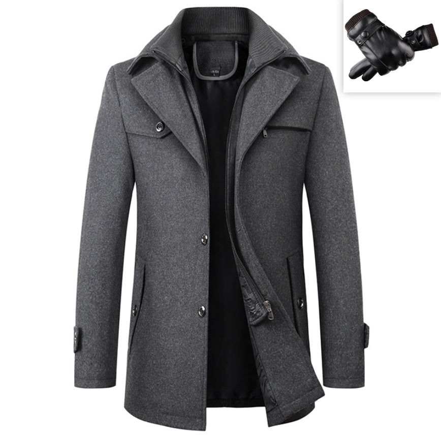 Men's Business Casual Fashion Warm Woolen Coat