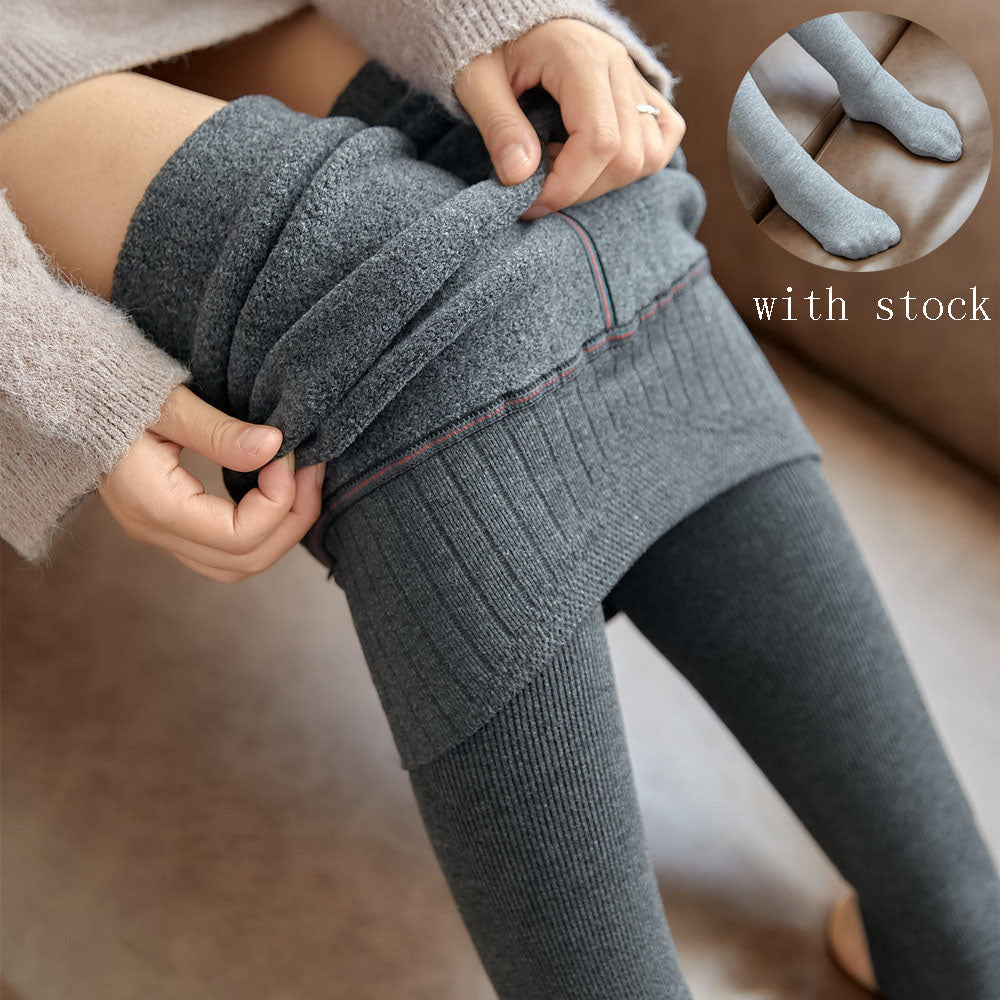 High Waist Stripes Leggings Winter Warm Thick
