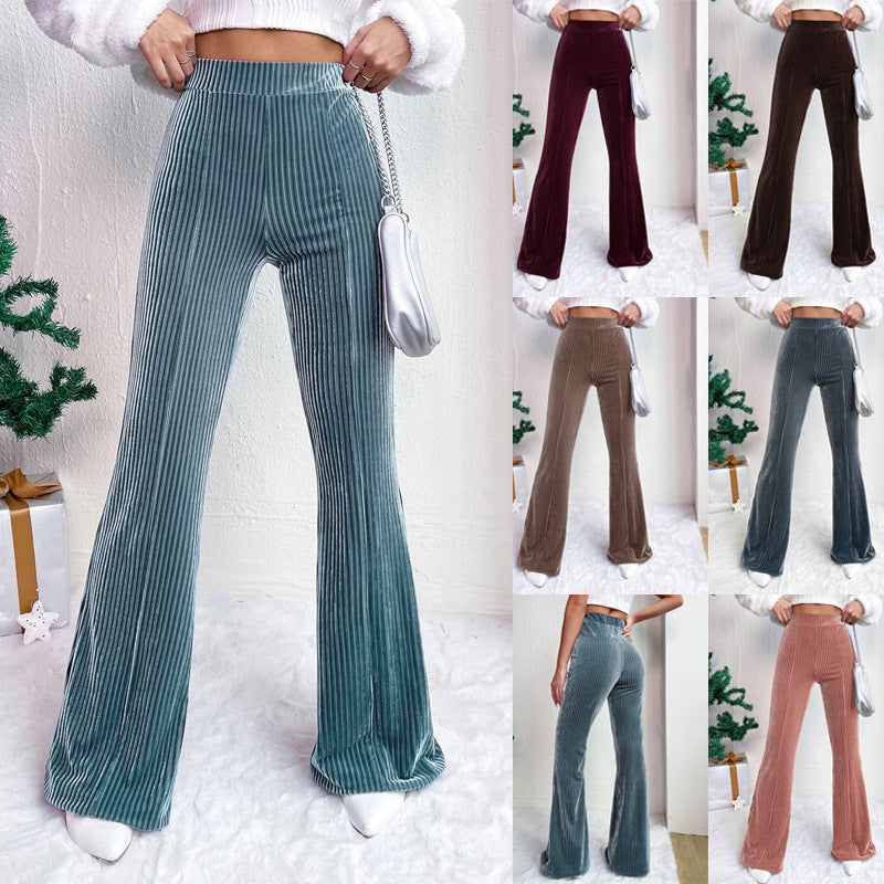 Corduroy flared broek met hoge taille en wijde pijpen voor dames
