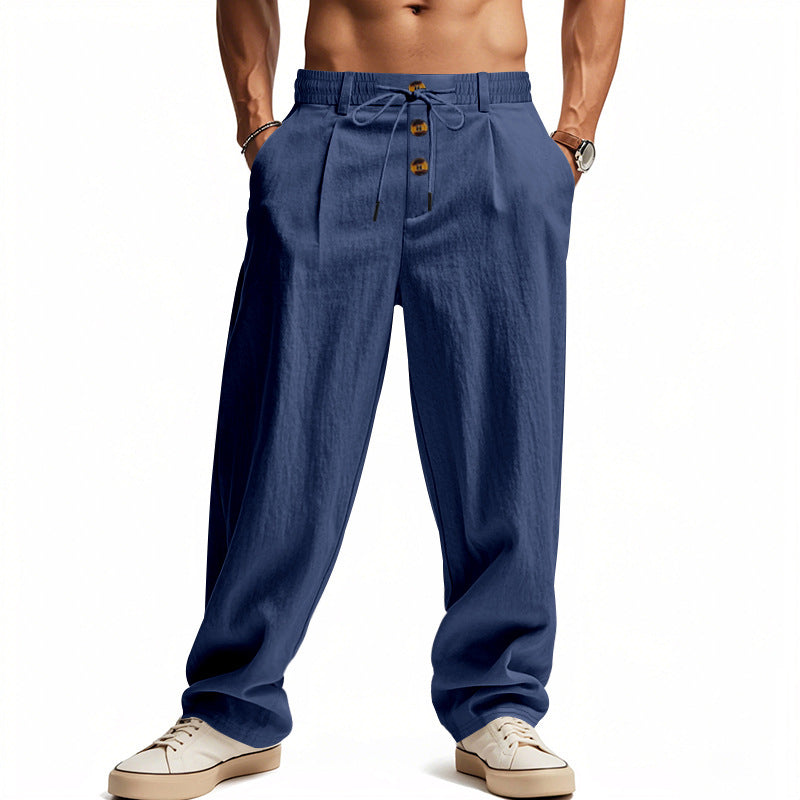 Men's Breathable Cotton Linen Loose Leisure Sports Trousers
