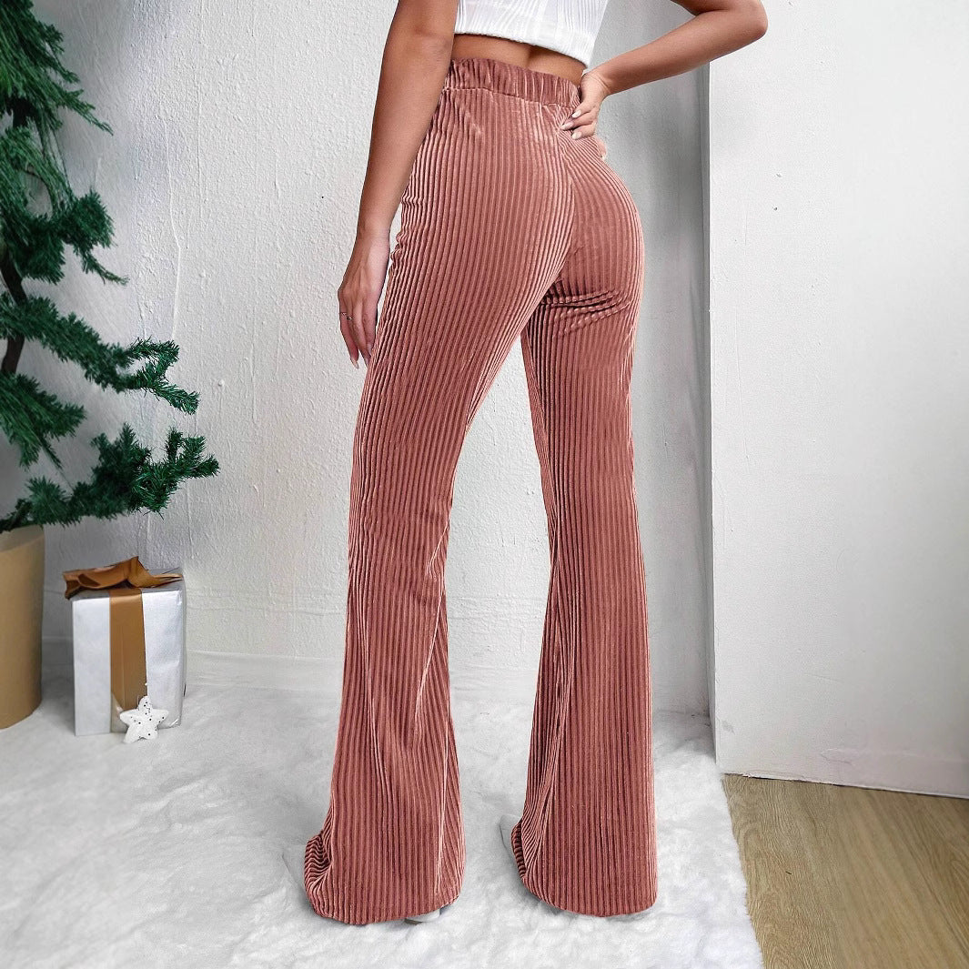 Corduroy flared broek met hoge taille en wijde pijpen voor dames