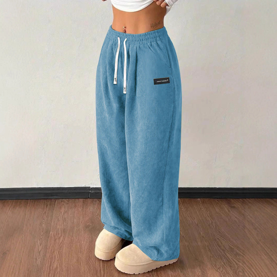 Loose Drawstring Solid Color Pocket Casual Versatile Pants Women's Pants
