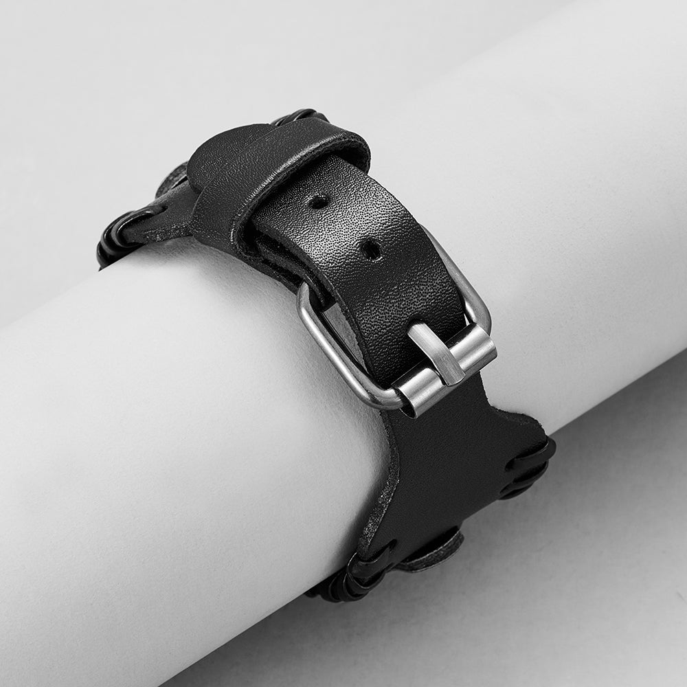 Genuine Leather Macrame Bracelet Braided For Men