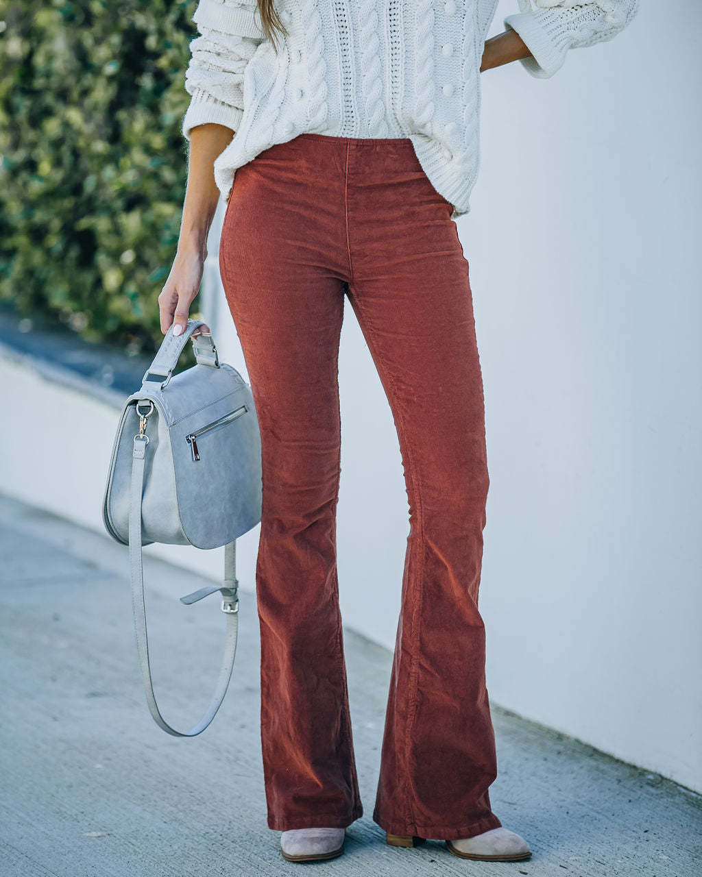 Ins Corduroy High Waist Flared Pants Casual