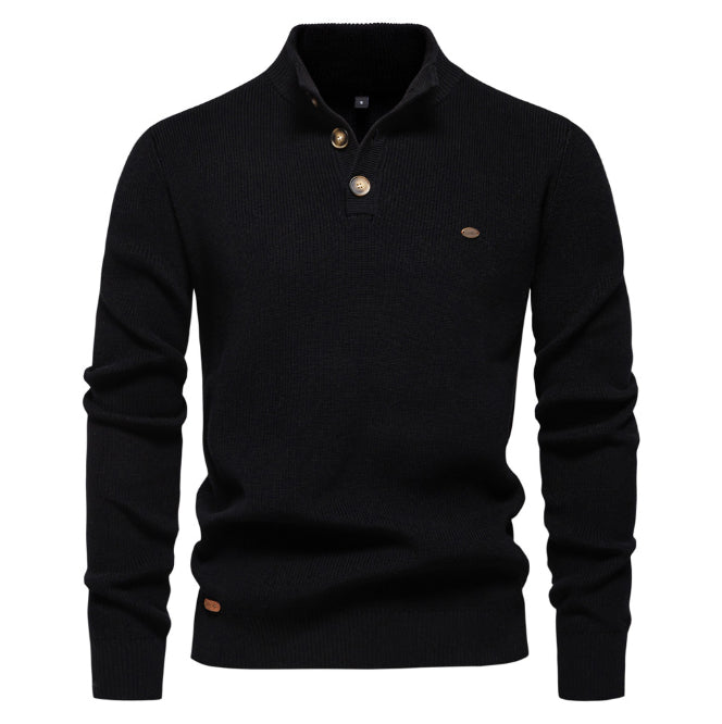 Men's Zipper Stand Collar Knitted Sweater
