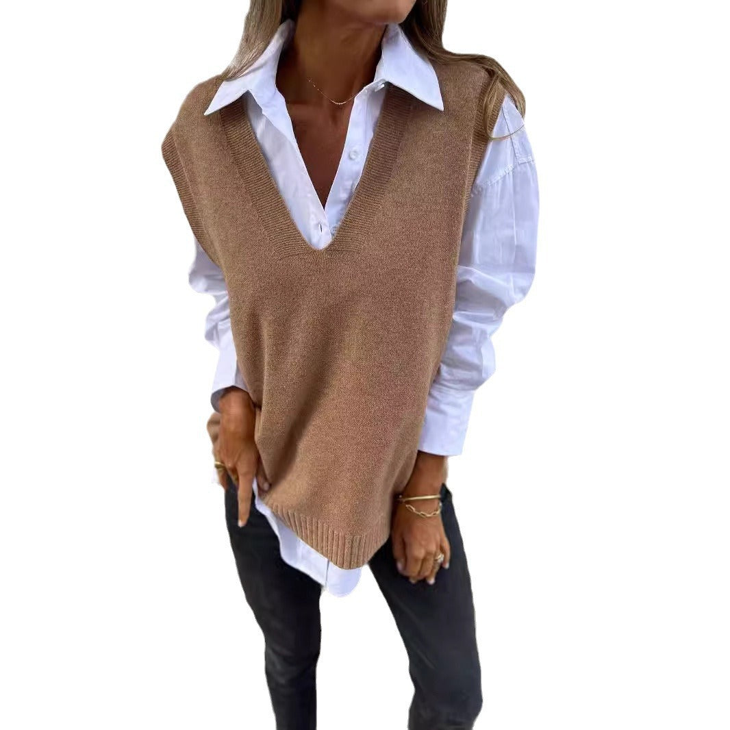 Women's V-neck Knitted Sweater Vest