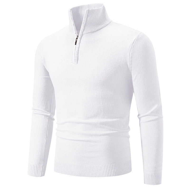 Zip-up Turtleneck Pullover Men's Long Sleeved Sweater