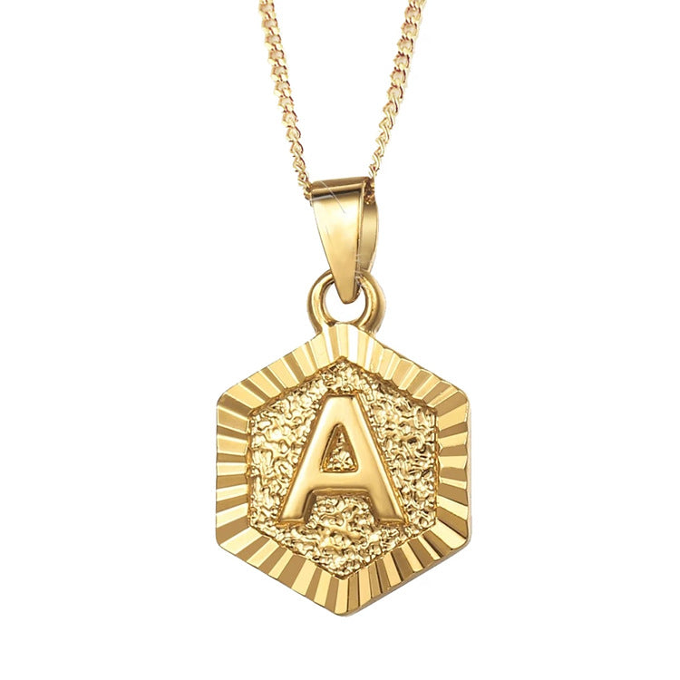 New Accessories 26 Capital English necklace for women and men stainless steel necklace with 18K gold clavicle
