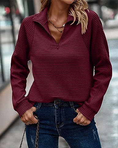 Gebreide trui met rits, sportieve dameskleding, losse pullover
