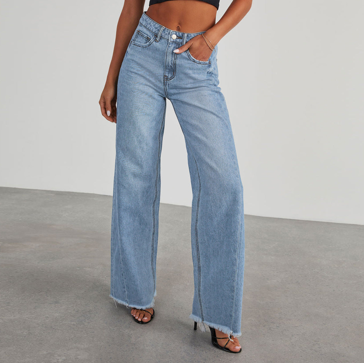 Fashion High Waist Jeans With Pockets