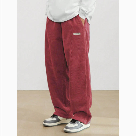 Men's Drawstring Trousers Casual Loose-fitting Pockets Straight Pants Sports Clothing