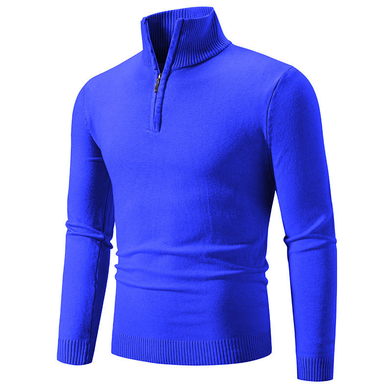 Zip-up Turtleneck Pullover Men's Long Sleeved Sweater