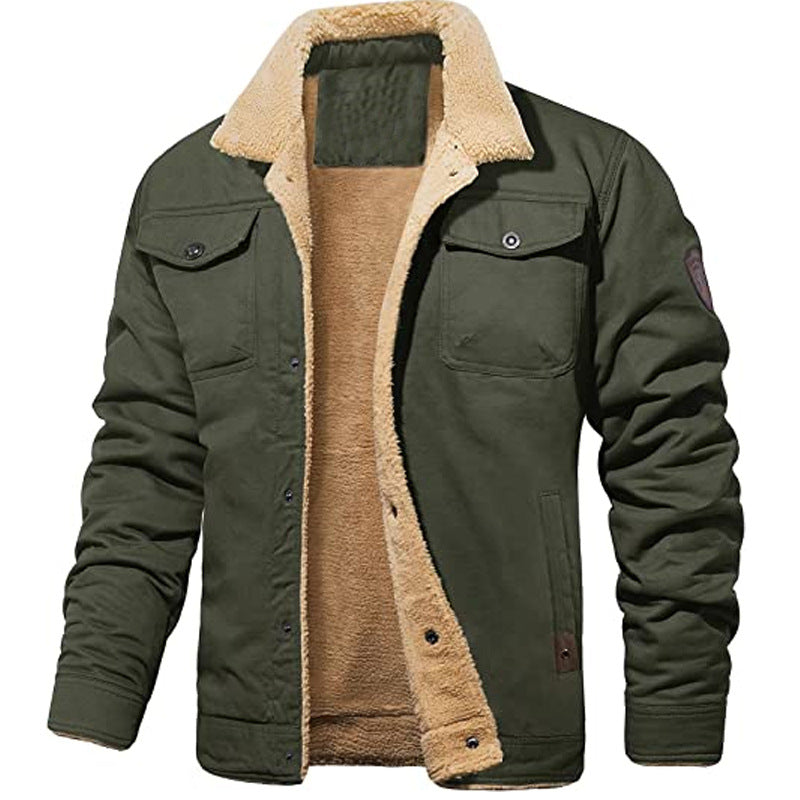 Men's European Lapel Military Multi-pocket Jacket Coat Cotton-padded Jacket Autumn And Winter