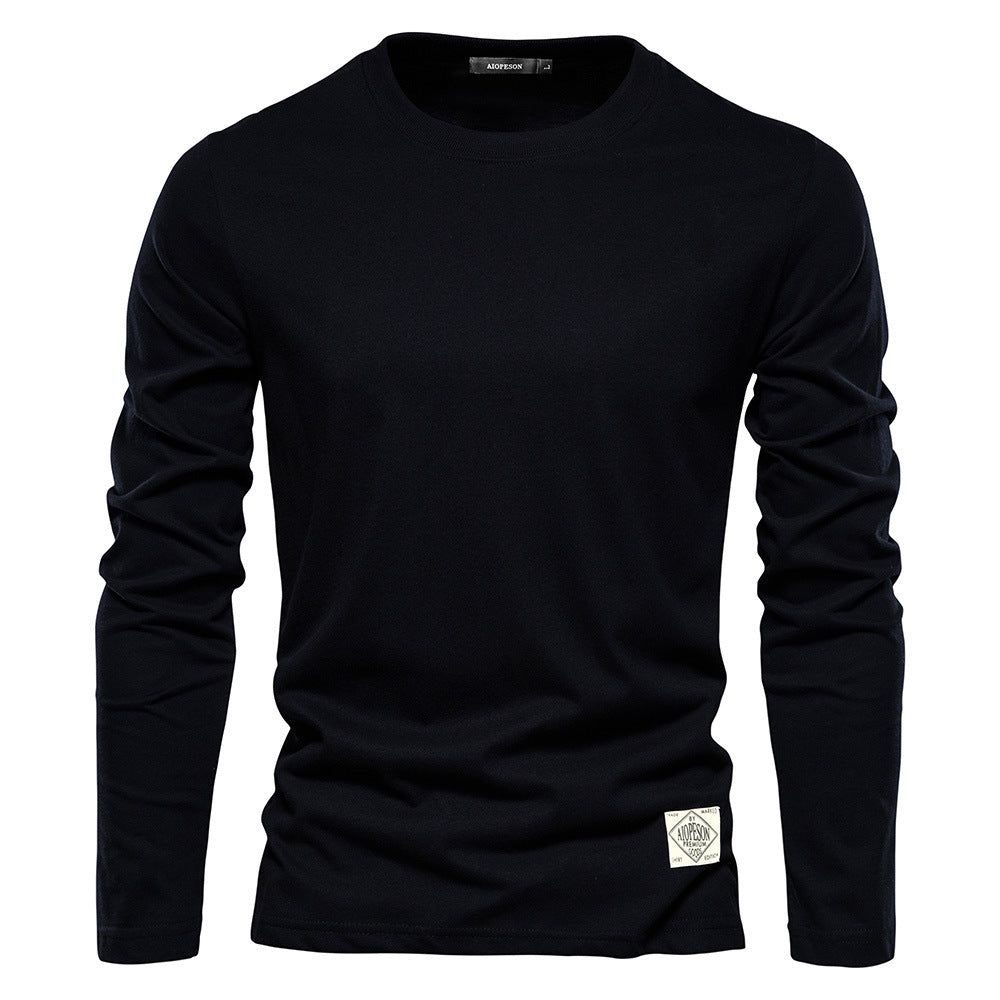 Men's Fashion Casual Exercise Outer Wear Round Neck Cotton Base Shirt