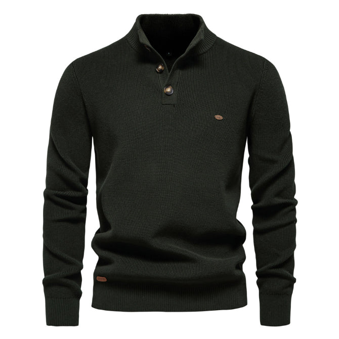 Men's Zipper Stand Collar Knitted Sweater