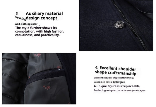 Solid Color Casual Men's Woolen Coat