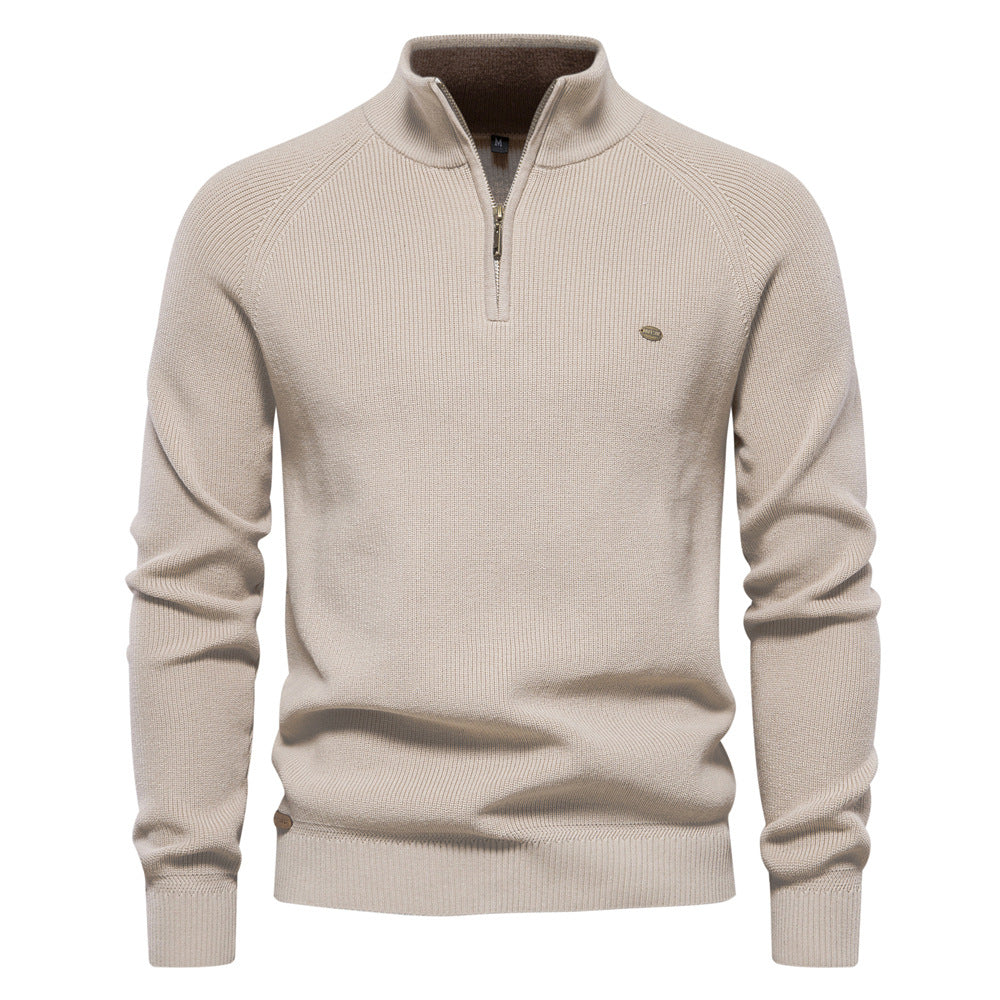 Men's Zipper Stand Collar Knitted Sweater