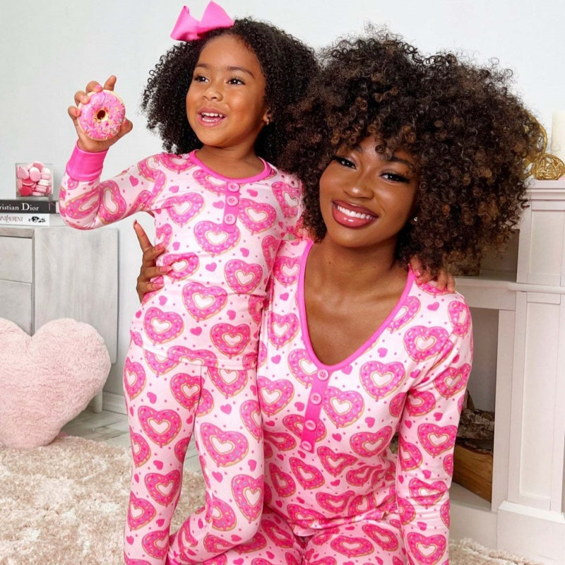 Beauty Clothing Valentine's Day Heart Printing Leisure Pajamas Parent-child Suit