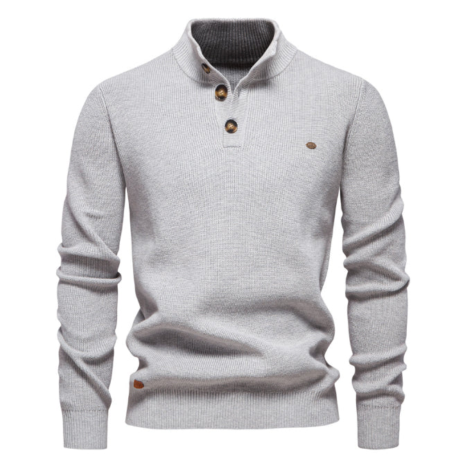 Men's Zipper Stand Collar Knitted Sweater