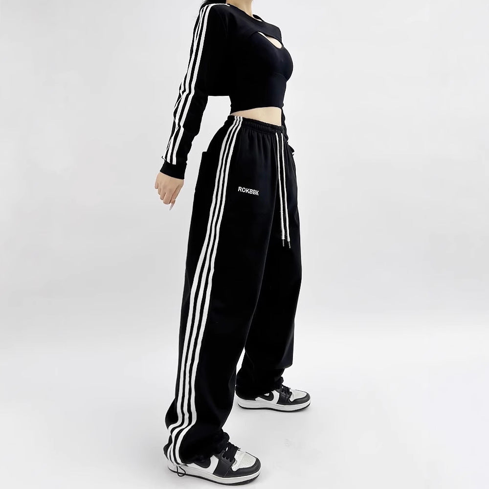 American-style Athletic Wide-leg Sweatpants For Women