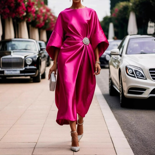 Elegant Commuter Design Sense Satin Long Dress For Women