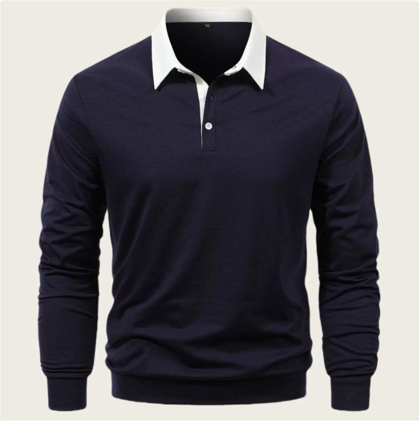 Men's Fashion Casual Versatile Long Sleeves Polo Collar Sweater