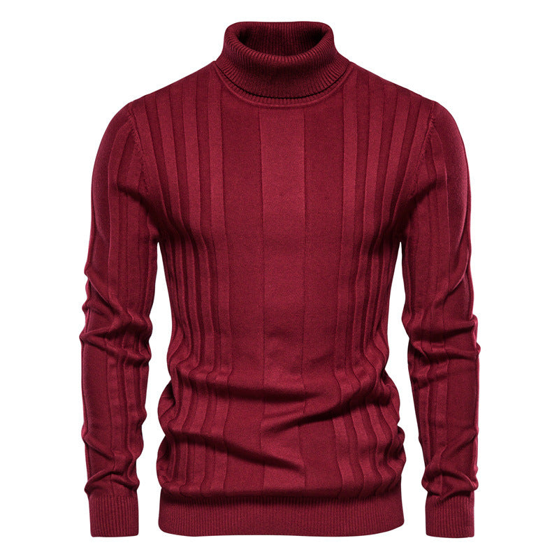 Men's Turtleneck Sweater Casual Knit Solid Color Pullover