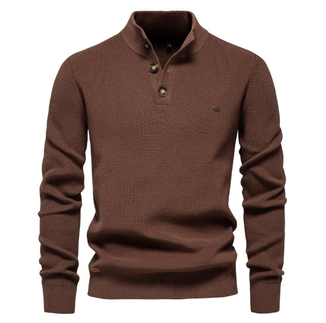 Men's Zipper Stand Collar Knitted Sweater