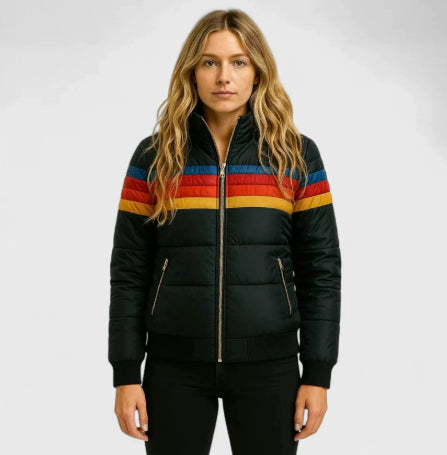 Casual katoenen korte jas met capuchon en print voor dames