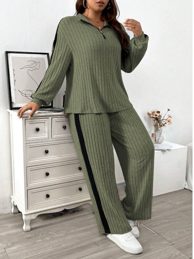 Casual Suit Women's Sweater Wide Leg Pants Two-piece Set