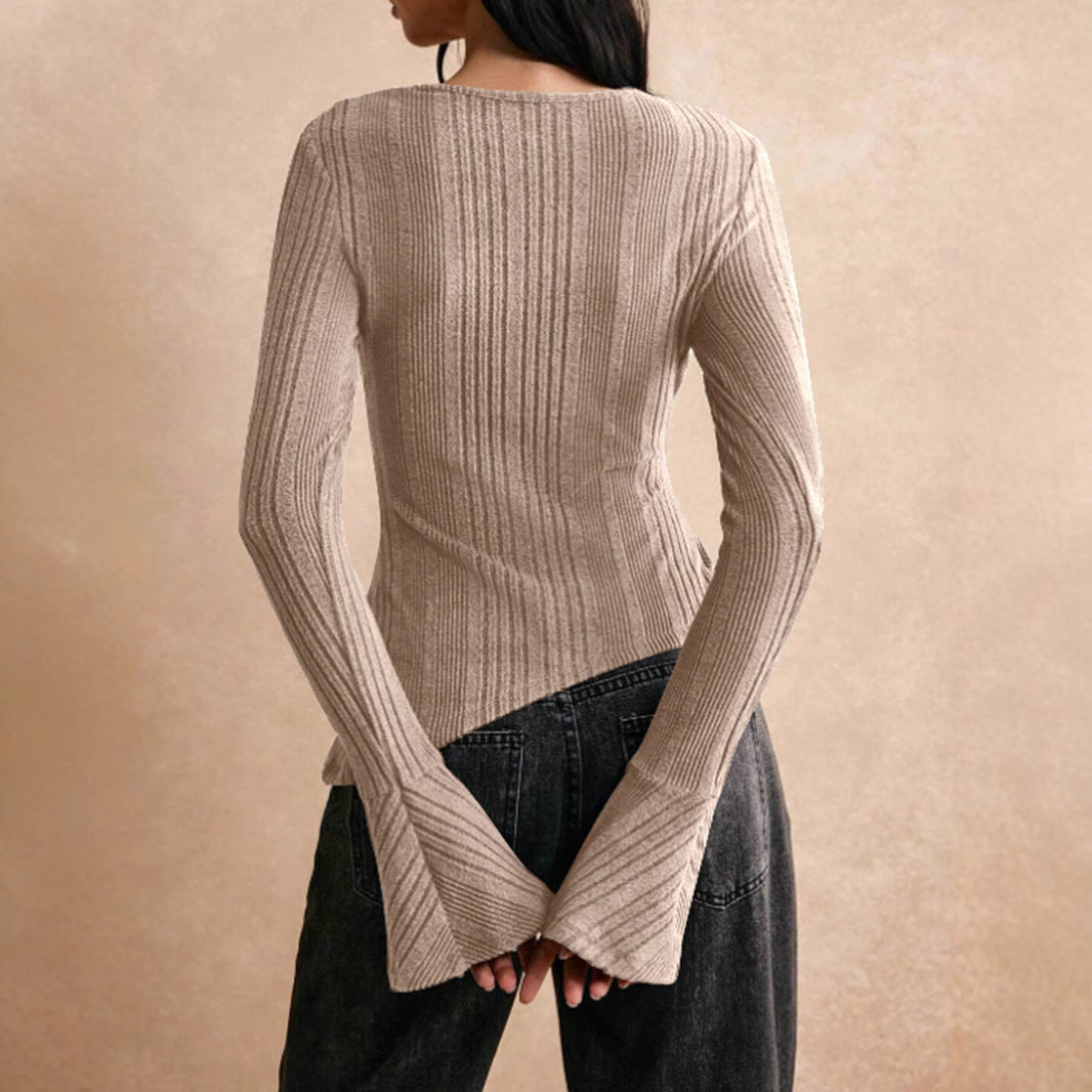 Casual Stitching Long Sleeve Button Sweater