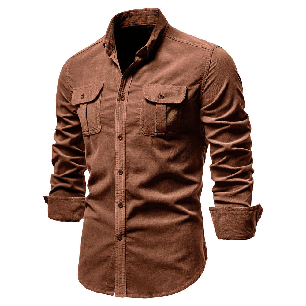 Cotton Japanese Corduroy Slim Casual Men's Shirt