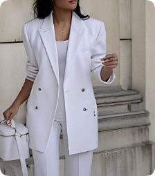 Casual pakken, modieuze lange mouwen, single-breasted jasje en slim fit broek, dames businesspakken