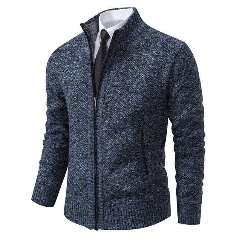 Men's Solid Color Stand Collar Cardigan Sweaters Coat