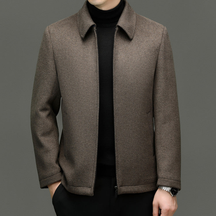 Men's Casual Polo Collar Woolen Jacket Woolen Coat Men's Clothing