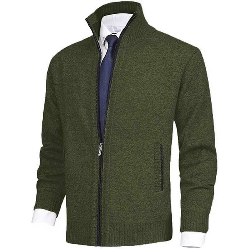 Men's Solid Color Stand Collar Cardigan Sweaters Coat