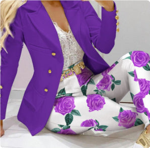 Women's Solid Color Temperament Commute Casual Suit