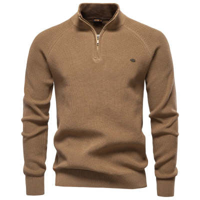 Men's Zipper Stand Collar Knitted Sweater