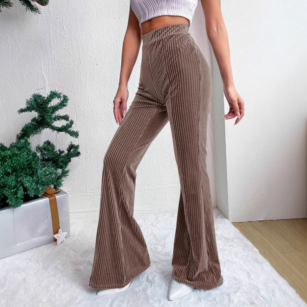 Corduroy flared broek met hoge taille en wijde pijpen voor dames