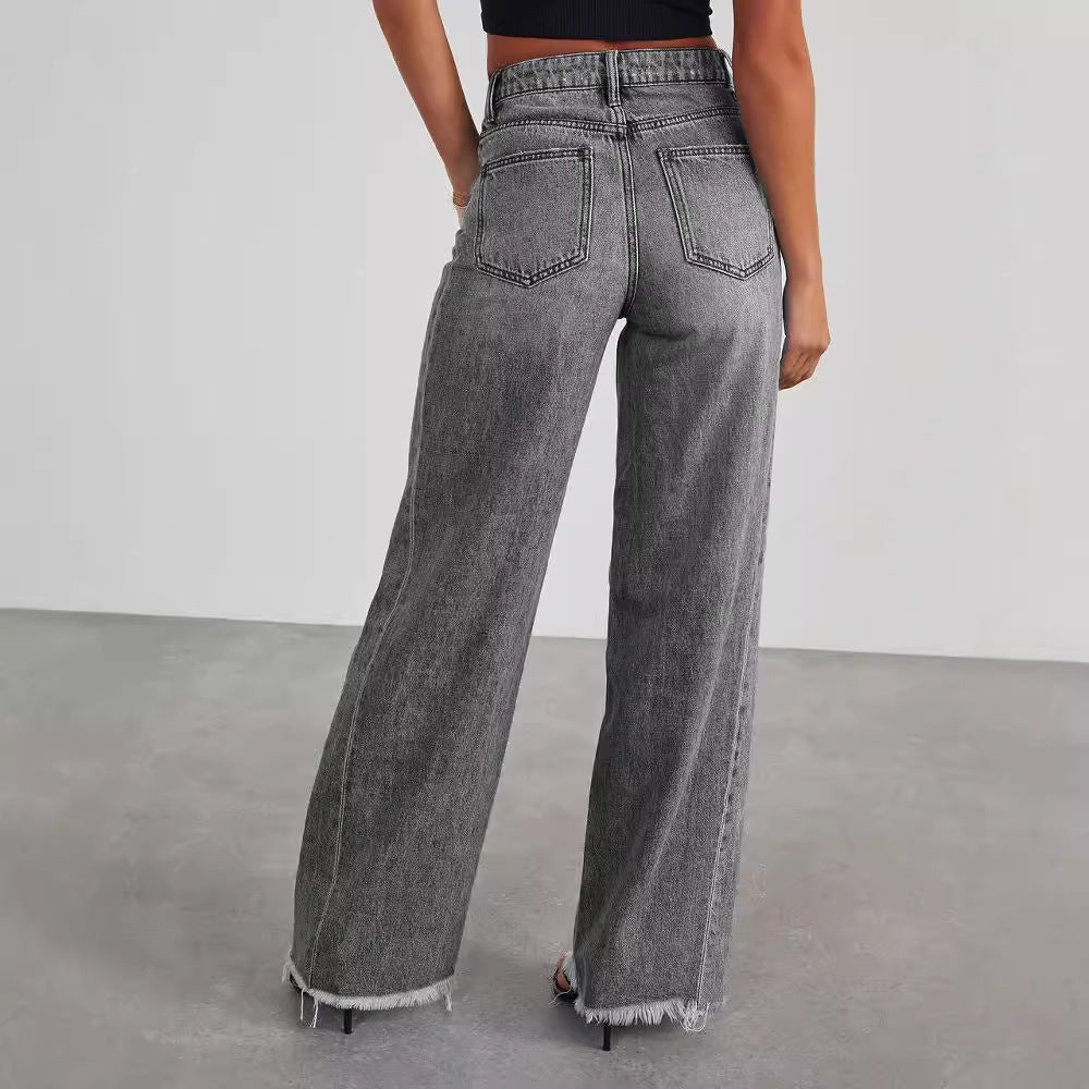 Fashion High Waist Jeans With Pockets