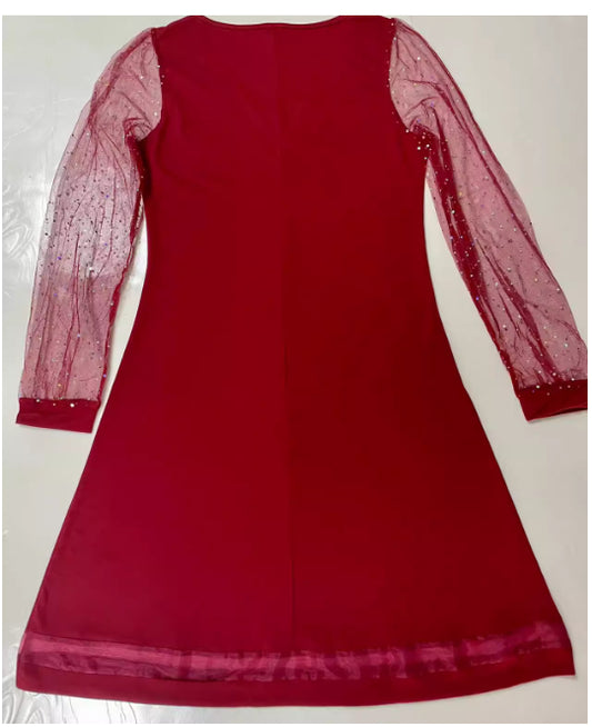 Side Sleeve V-neck Pullover Dress