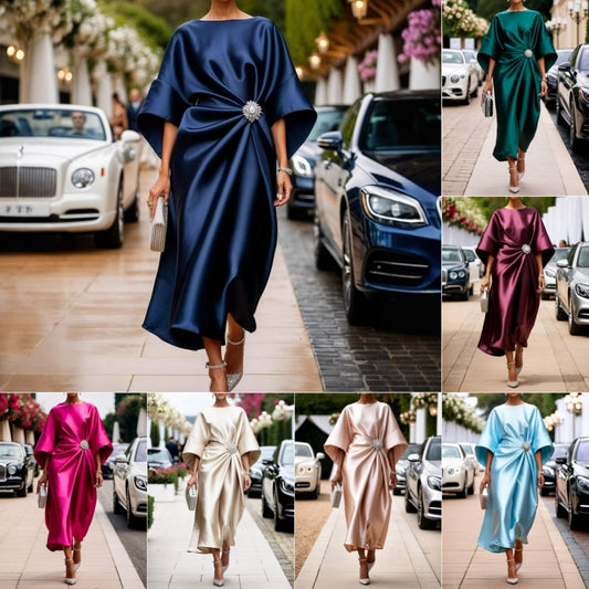 Elegant Commuter Design Sense Satin Long Dress For Women