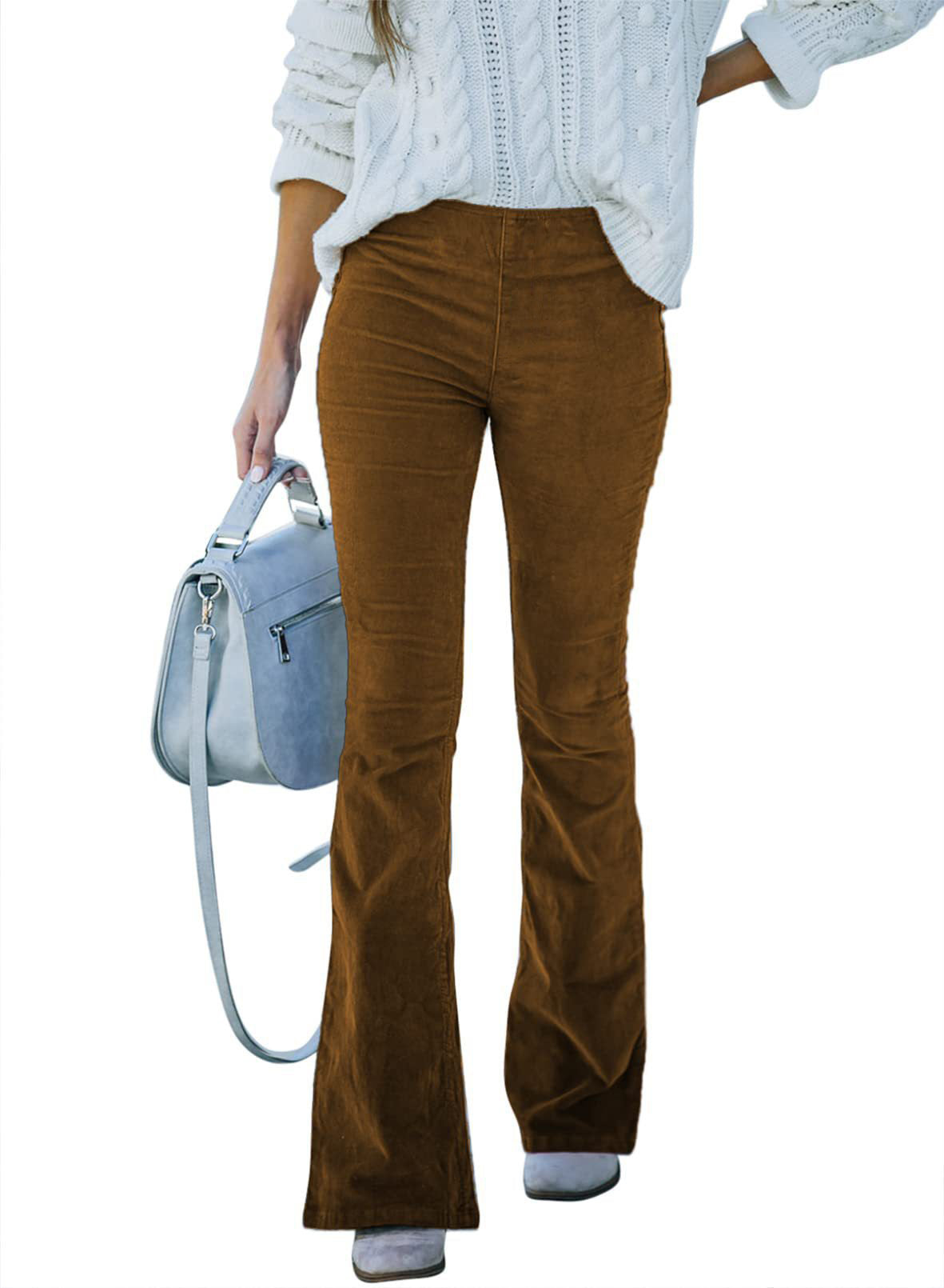 Ins Corduroy High Waist Flared Pants Casual